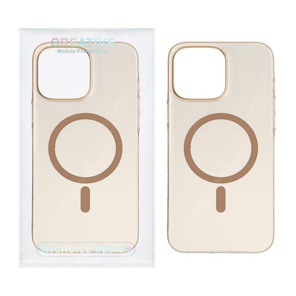 قاب اورجینال کریستالی MagSafe شفاف Creative مدل Apple iPhone 16 Pro Max - صحرایی (پک دار)