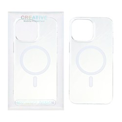 قاب اورجینال کریستالی MagSafe شفاف Creative مدل Apple iPhone 15 Pro Max - سفید (پک دار)