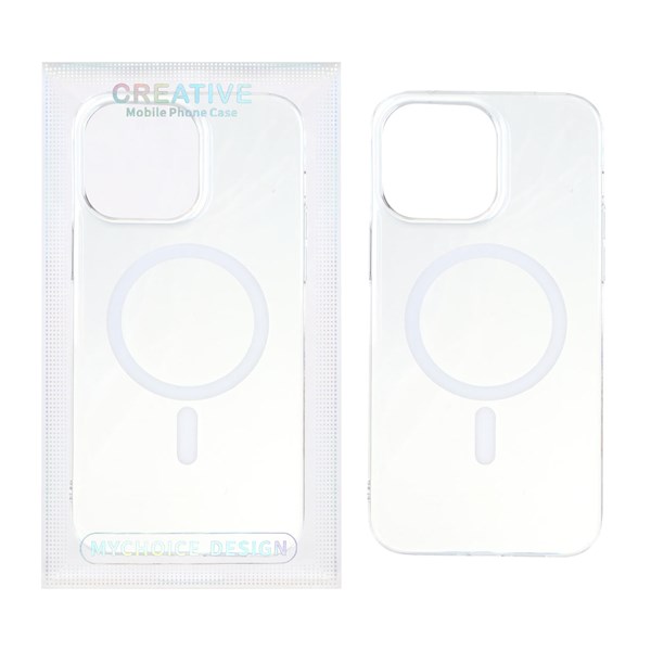 قاب اورجینال کریستالی MagSafe شفاف Creative مدل Apple iPhone 15 Pro Max - سفید (پک دار)