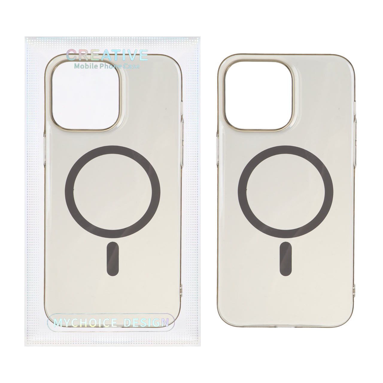 قاب اورجینال کریستالی MagSafe شفاف Creative مدل Apple iPhone 15 Pro Max - خاکستری (پک دار)