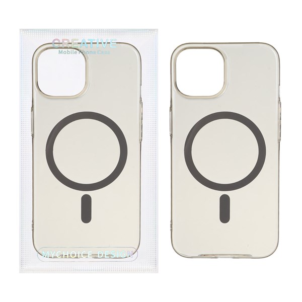 قاب اورجینال کریستالی MagSafe شفاف Creative مدل Apple iPhone 13 / iPhone 14 - خاکستری (پک دار)