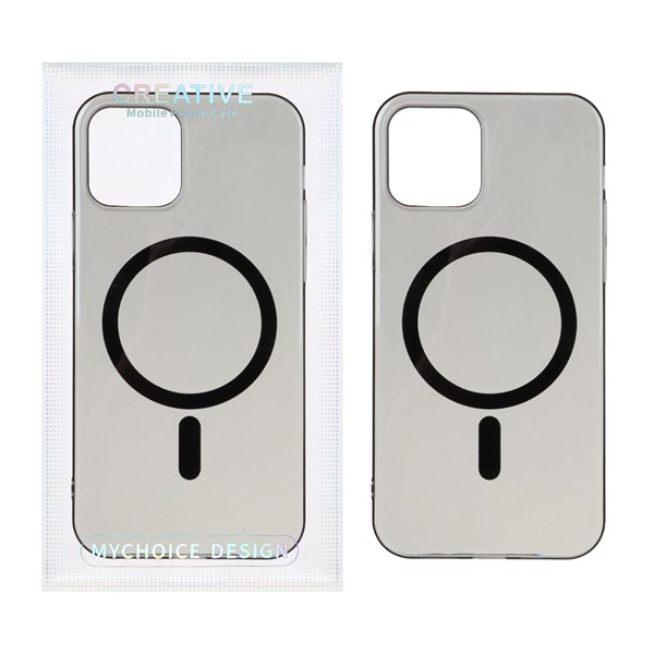 قاب اورجینال کریستالی MagSafe شفاف Creative مدل Apple iPhone 12 Pro Max - مشکی (پک دار)