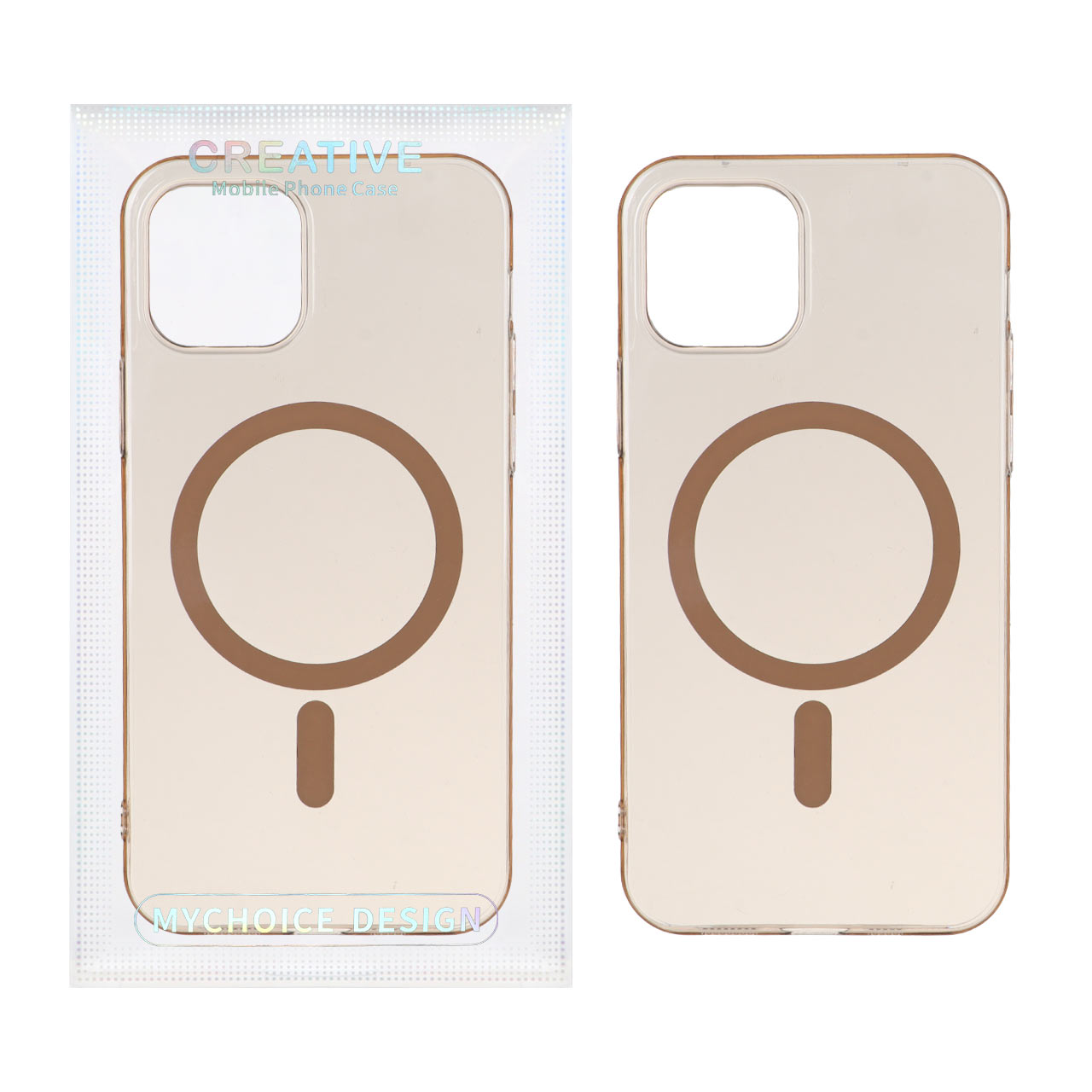 قاب اورجینال کریستالی MagSafe شفاف Creative مدل Apple iPhone 12 Pro / iPhone 12 - صحرایی (پک دار)