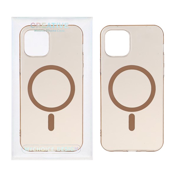 قاب اورجینال کریستالی MagSafe شفاف Creative مدل Apple iPhone 12 Pro / iPhone 12 - صحرایی (پک دار)