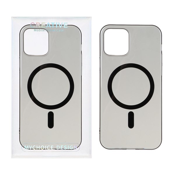 قاب اورجینال کریستالی MagSafe شفاف Creative مدل Apple iPhone 12 Pro / iPhone 12 - مشکی (پک دار)