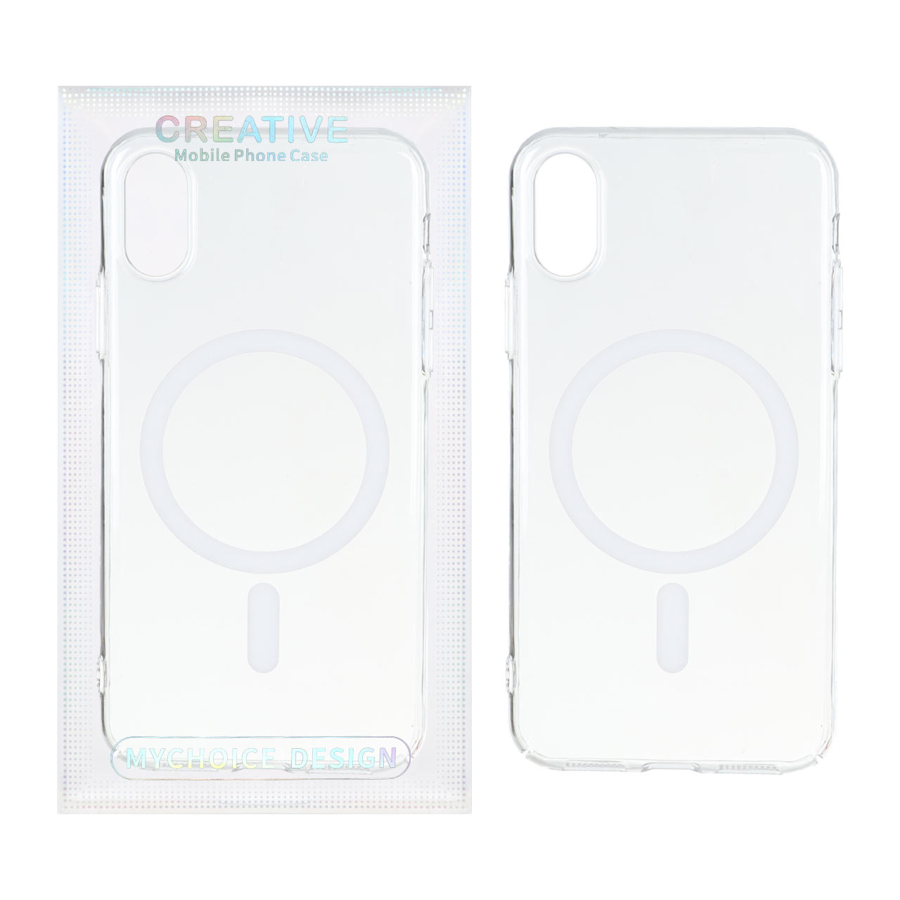 قاب اورجینال کریستالی MagSafe شفاف Creative مدل Apple iPhone X / iPhone XS - سفید (پک دار)