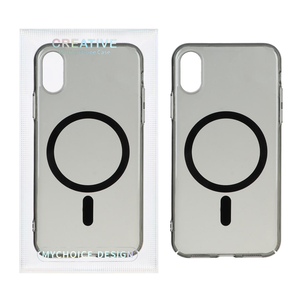 قاب اورجینال کریستالی MagSafe شفاف Creative مدل Apple iPhone X Max / iPhone XS Max - مشکی (پک دار)