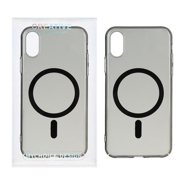 قاب اورجینال کریستالی MagSafe شفاف Creative مدل Apple iPhone X Max / iPhone XS Max - مشکی (پک دار)