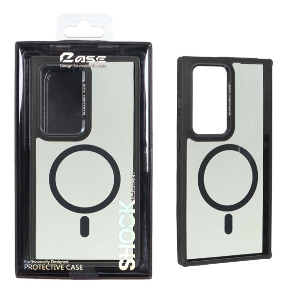 قاب Pro Camera لنز آلومینیومی دودی MagSafe دور هاشور Samsung Galaxy S24 Ultra - مشکی (پک دار) - MPS