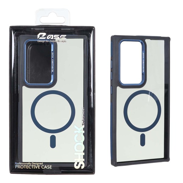 قاب Pro Camera لنز آلومینیومی دودی MagSafe دور هاشور Samsung Galaxy S24 Ultra - آبی (پک دار) - MPS