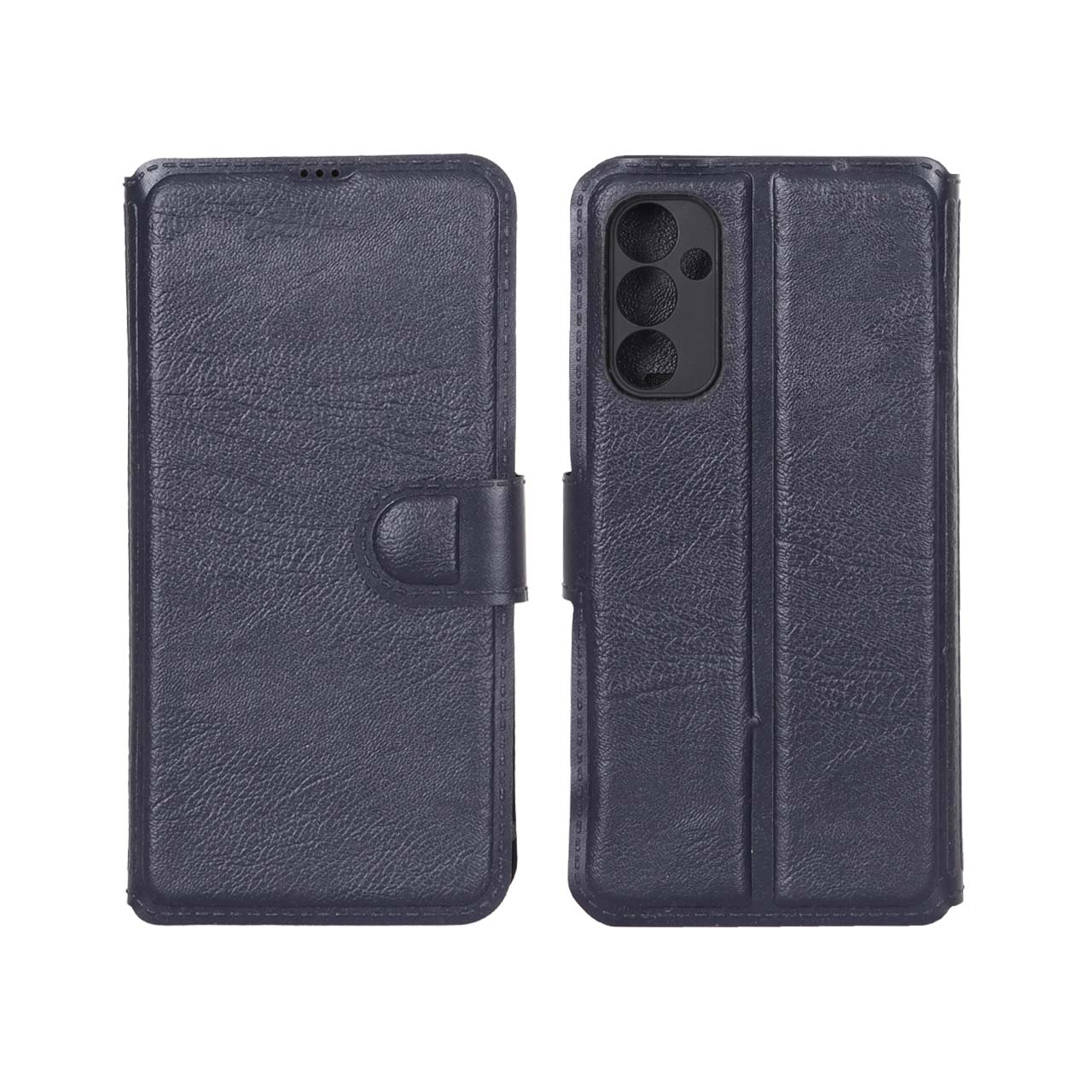 کیف موبایل چرمی مگنتی محافظ لنزدار Samsung Galaxy A14 - سرمه ای