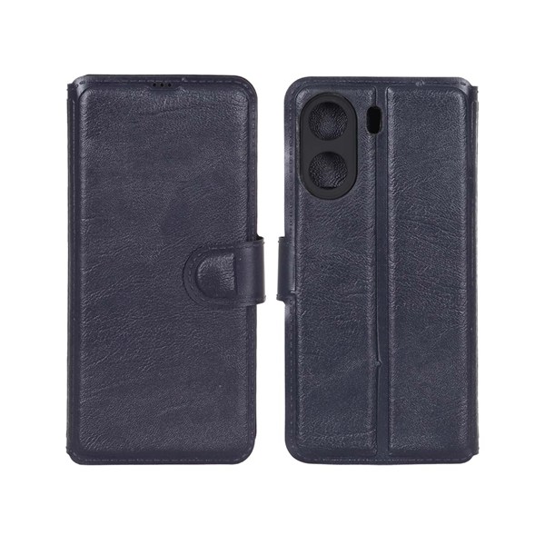 کیف موبایل چرمی مگنتی محافظ لنزدار Xiaomi Redmi 13C / Poco C65 - سرمه ای