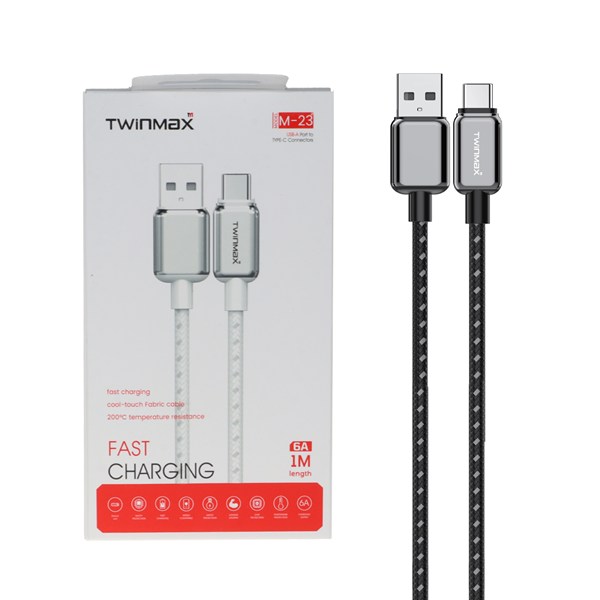 کابل شارژ فست TwinMax Type-C مدل M-23 - مشکی
