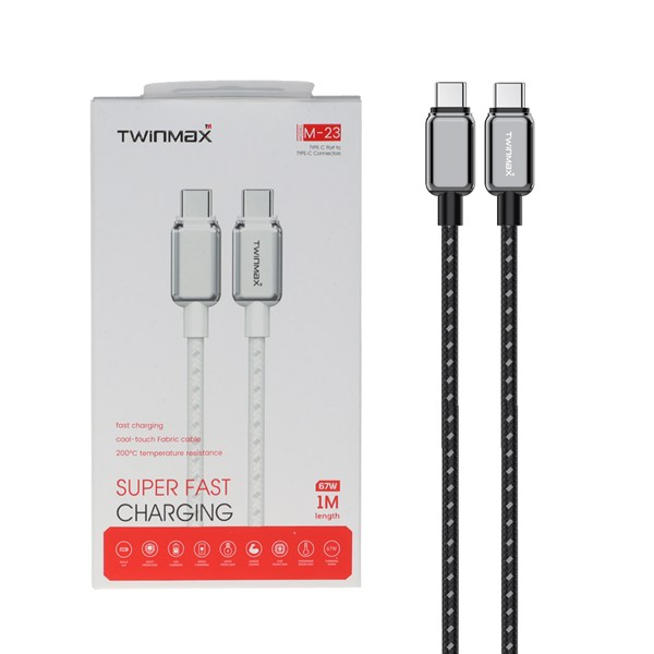کابل شارژ فست TwinMax Type-C to Type-C مدل M-23 67W - مشکی
