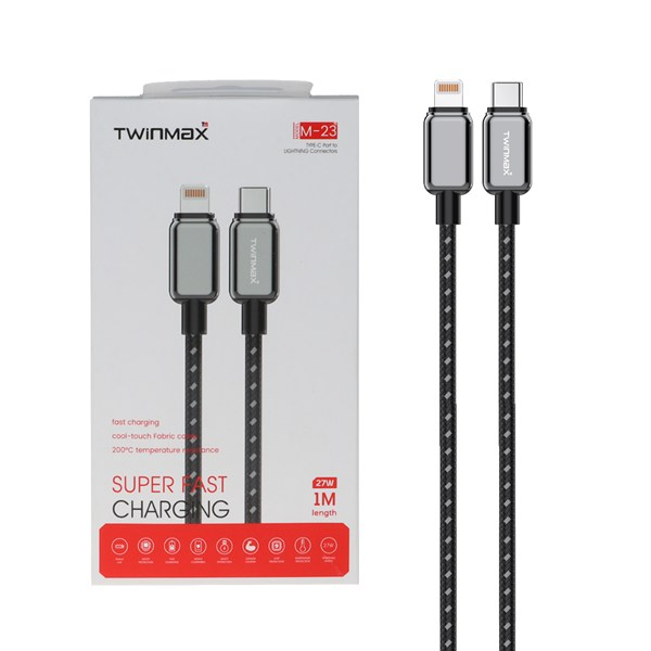 کابل شارژ فست TwinMax Type-C to Lightning مدل M-23 27W - مشکی