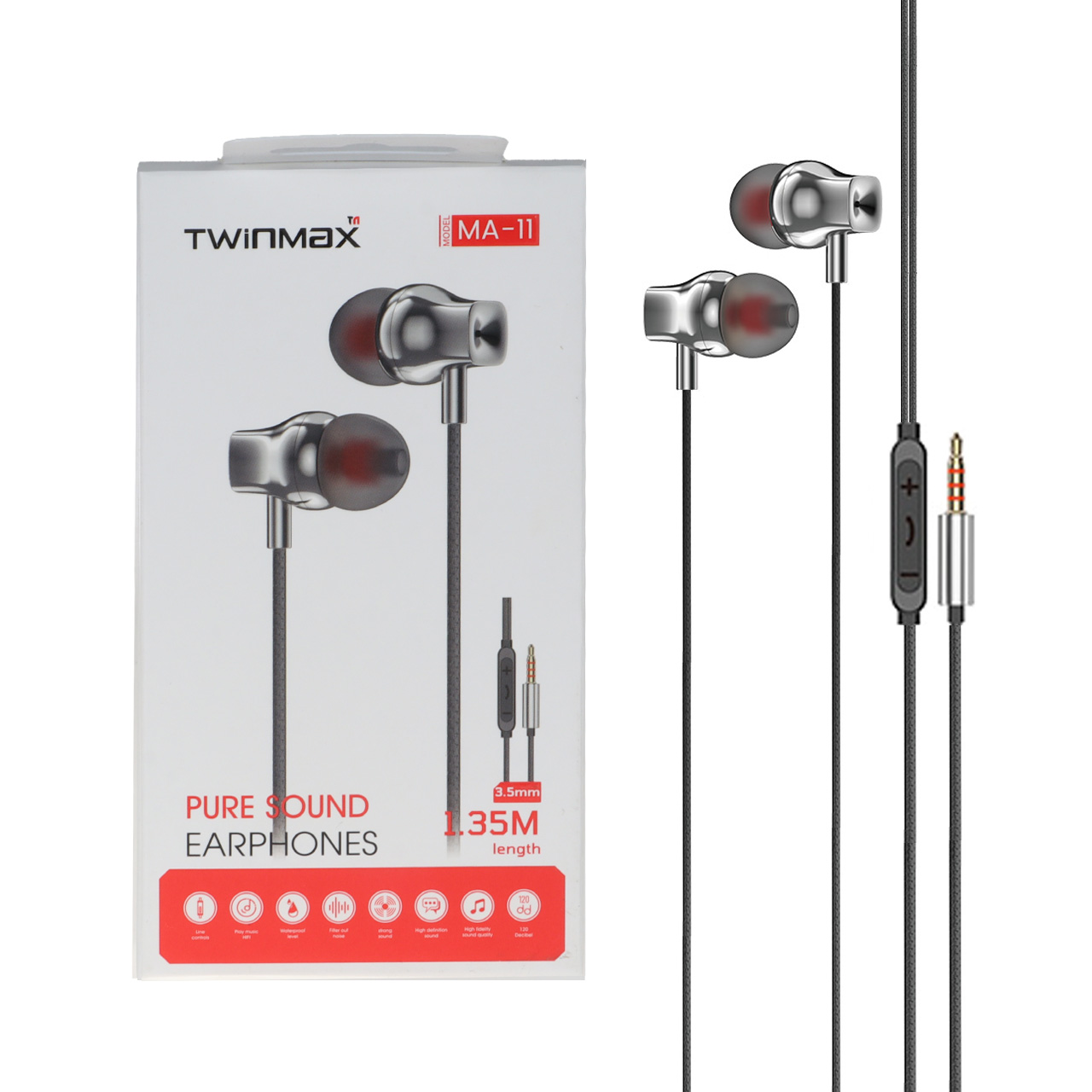 هندزفری باسیم TwinMax مدل MA-11 - مشکی