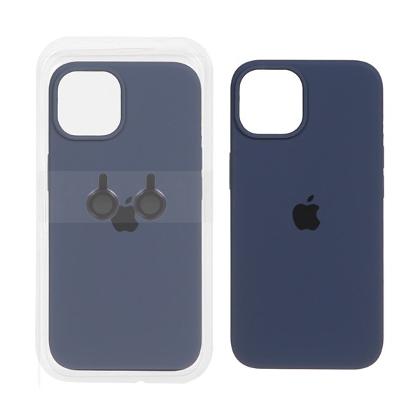 قاب سیلیکونی اورجینال با ست محافظ لنز رینگی Apple iPhone 15 / iPhone 14 / iPhone 13 - سرمه ای کد 1 (پک دار)