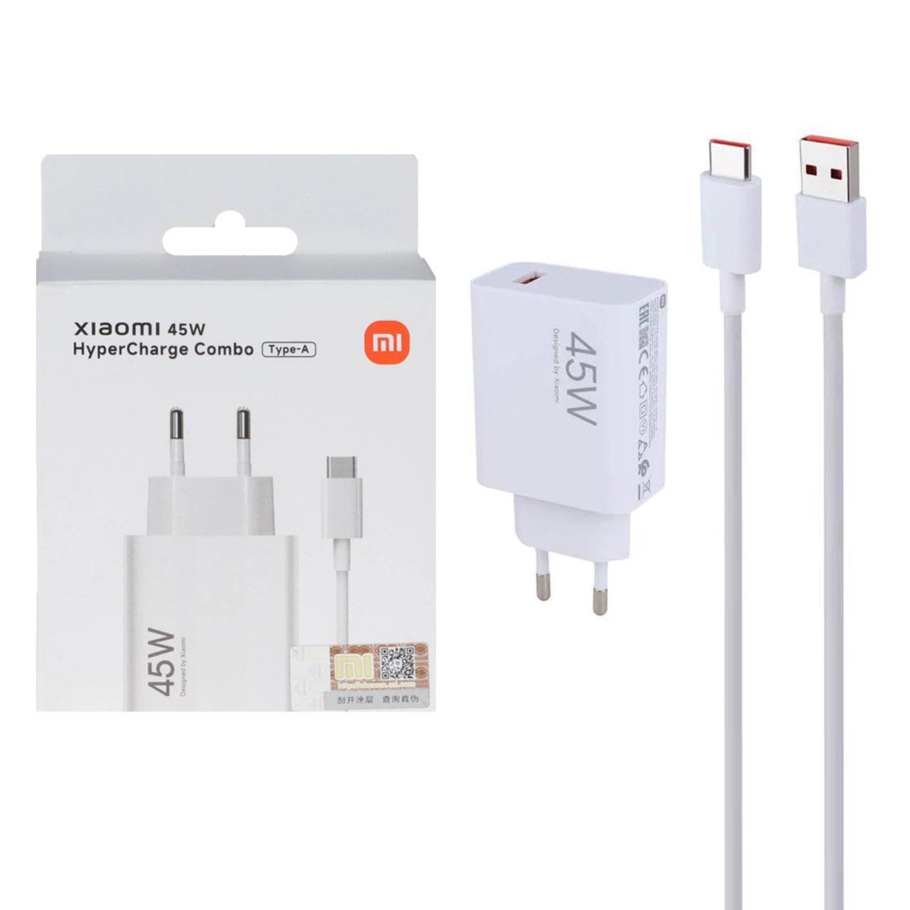 شارژر دیواری فست تک پورت Xiaomi مدل MDY-17-EF 45W به همراه کابل شارژ Type-C - سفید - MMX (اصل چین)