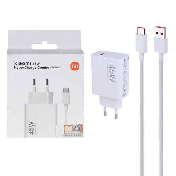 شارژر دیواری فست تک پورت Xiaomi مدل MDY-17-EF 45W به همراه کابل شارژ Type-C - سفید - MMX (اصل چین)