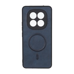 قاب چرمی طرح مگ سیف محافظ لنزدار Xiaomi Redmi Note 15 Pro 4G - سرمه ای