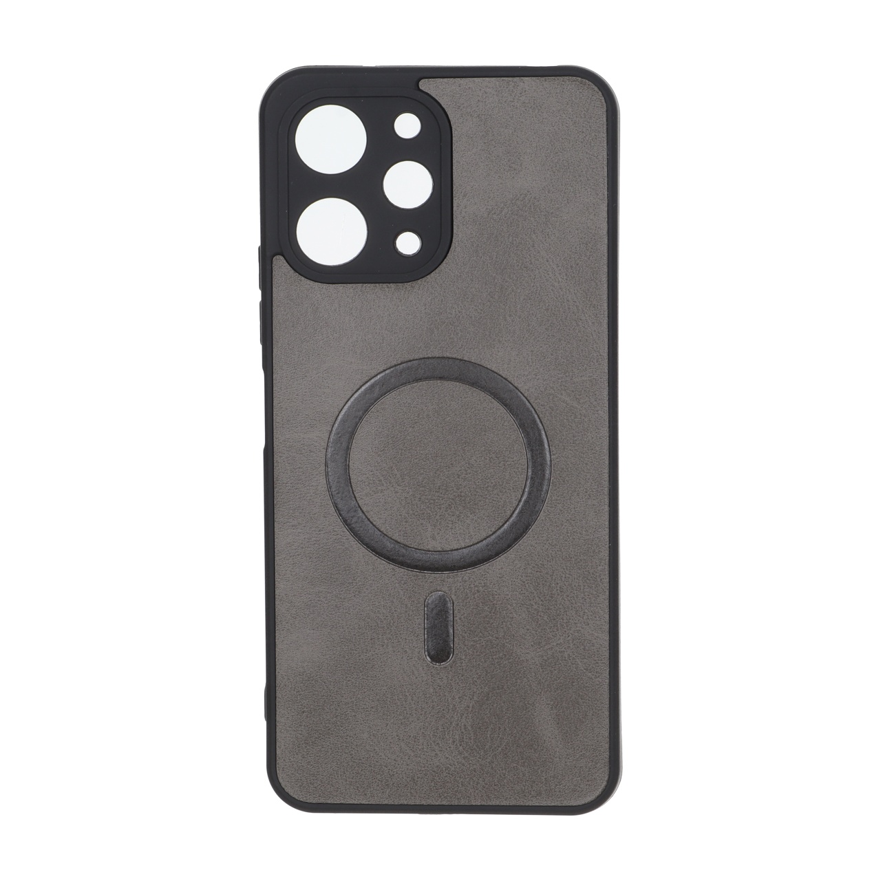 قاب چرمی طرح مگ سیف محافظ لنزدار Xiaomi Redmi 12 / Poco M6 Pro 5G - خاکستری