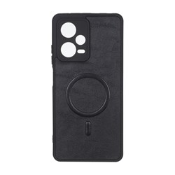 قاب چرمی طرح مگ سیف محافظ لنزدار Xiaomi Redmi Note 12 Pro 5G - مشکی