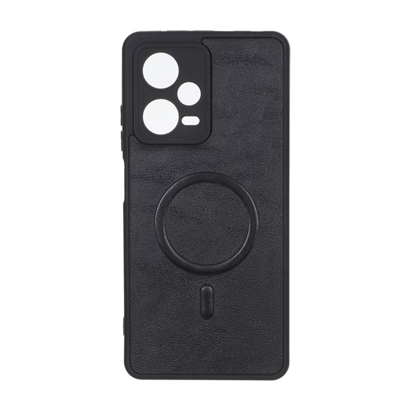 قاب چرمی طرح مگ سیف محافظ لنزدار Xiaomi Redmi Note 12 Pro 5G - مشکی