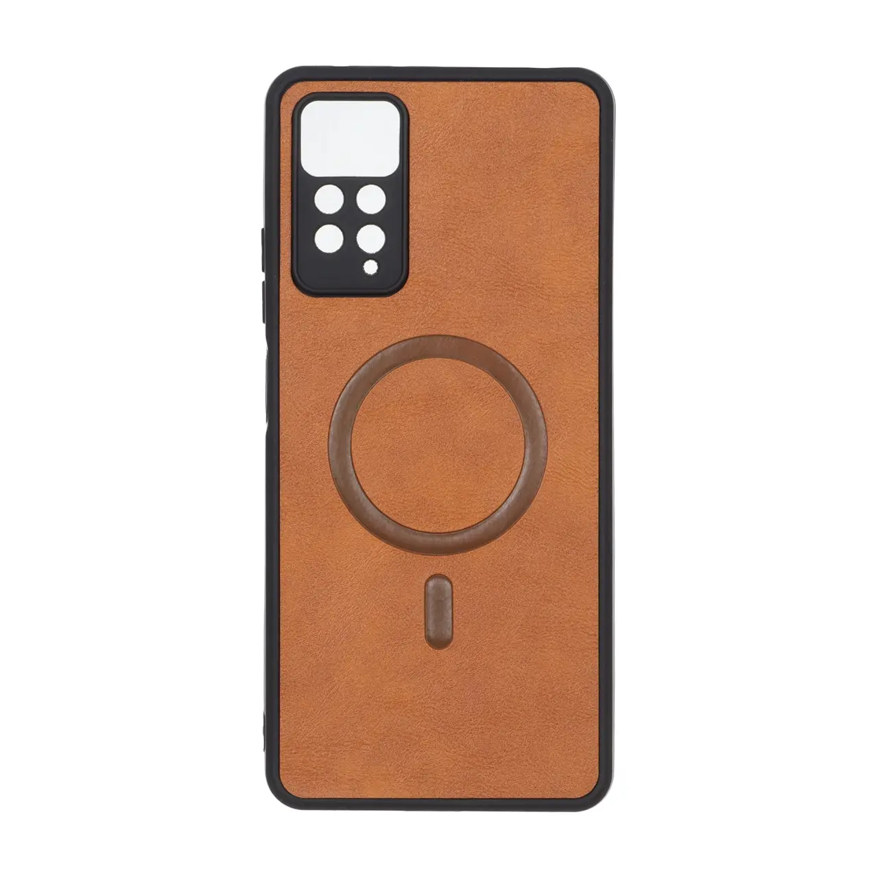 قاب چرمی طرح مگ سیف محافظ لنزدار Xiaomi Redmi Note 12 Pro 4G / Redmi Note 11 Pro - قهوه ای