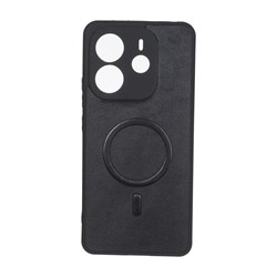 قاب چرمی طرح مگ سیف محافظ لنزدار Xiaomi Redmi Note 14 4G - مشکی