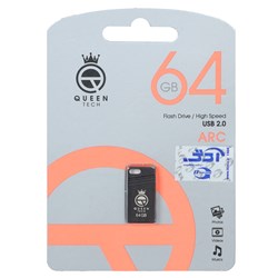 فلش مموری Queen tech USB2.0 مدل Arc ظرفیت 64GB مشکی (گارانتی مادام العمر شرکت آی تین)