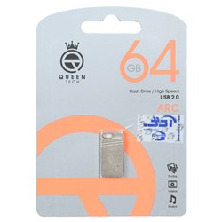 فلش مموری Queen tech USB2.0 مدل Arc ظرفیت 64GB نقره ای (گارانتی مادام العمر شرکت آی تین)