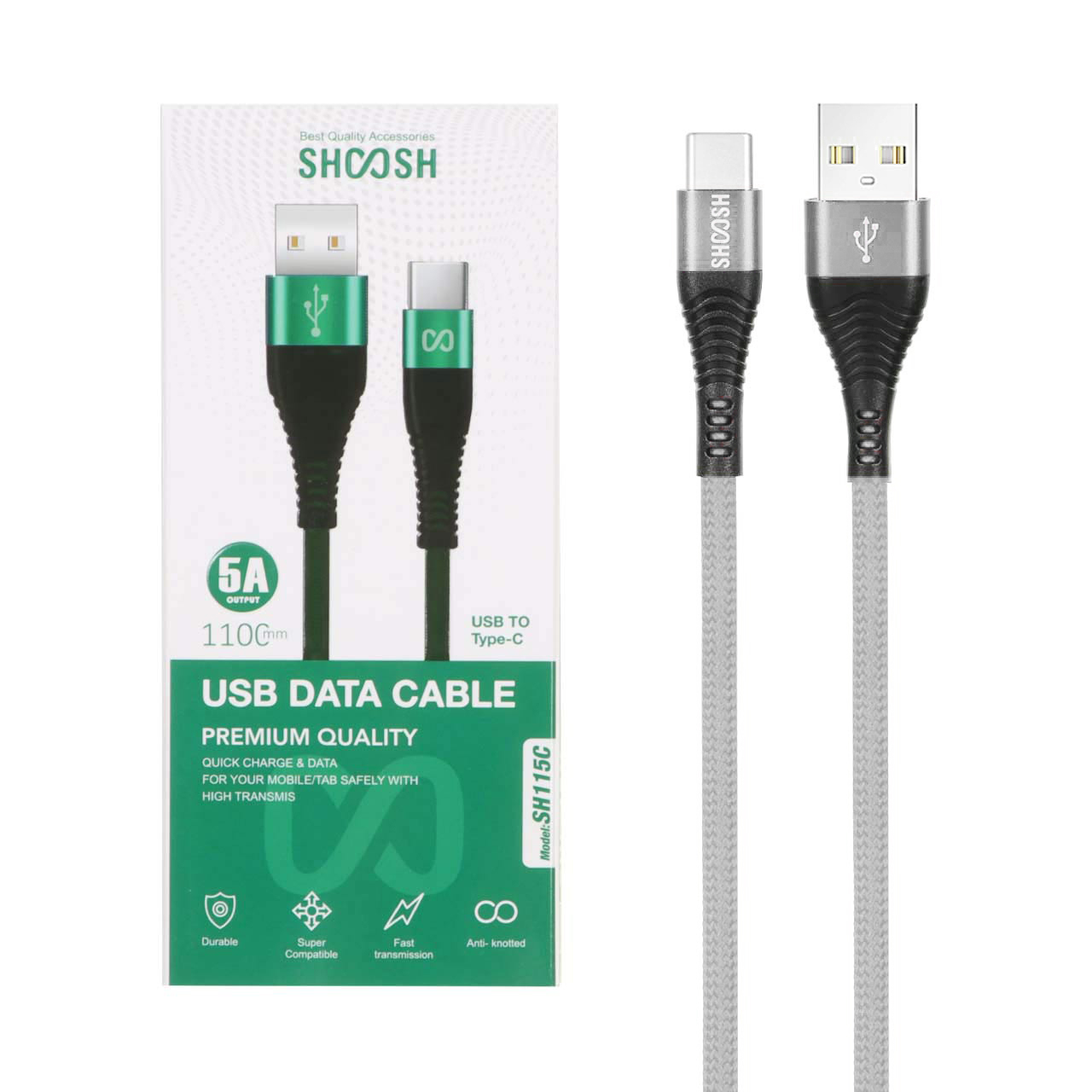 کابل شارژ کنفی 1.1 متری فست Shoosh Type-C مدل SH115C - طوسی - SMO