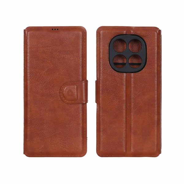 کیف موبایل چرمی مگنتی محافظ لنزدار Xiaomi Redmi Note 15 - قهوه ای