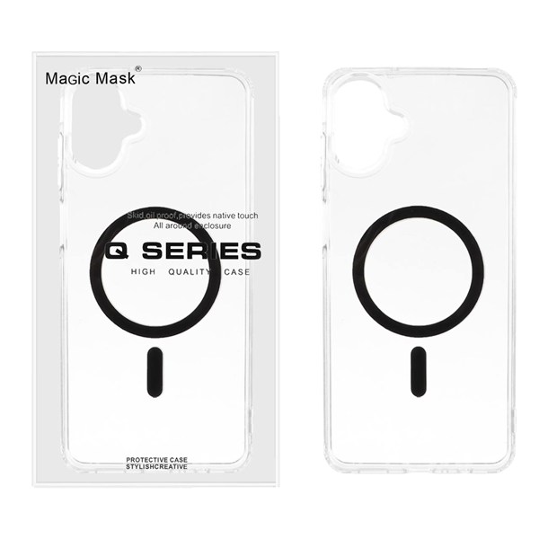 قاب اورجینال Magic Mask پشت سخت شفاف MagSafe دور ژله ای Samsung Galaxy A07 - مشکی (پک دار)
