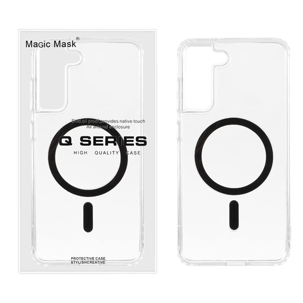 قاب اورجینال Magic Mask پشت سخت شفاف MagSafe دور ژله ای Samsung Galaxy S21 FE - مشکی (پک دار)