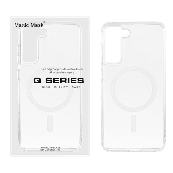 قاب اورجینال Magic Mask پشت سخت شفاف MagSafe دور ژله ای Samsung Galaxy S21 FE - سفید (پک دار)
