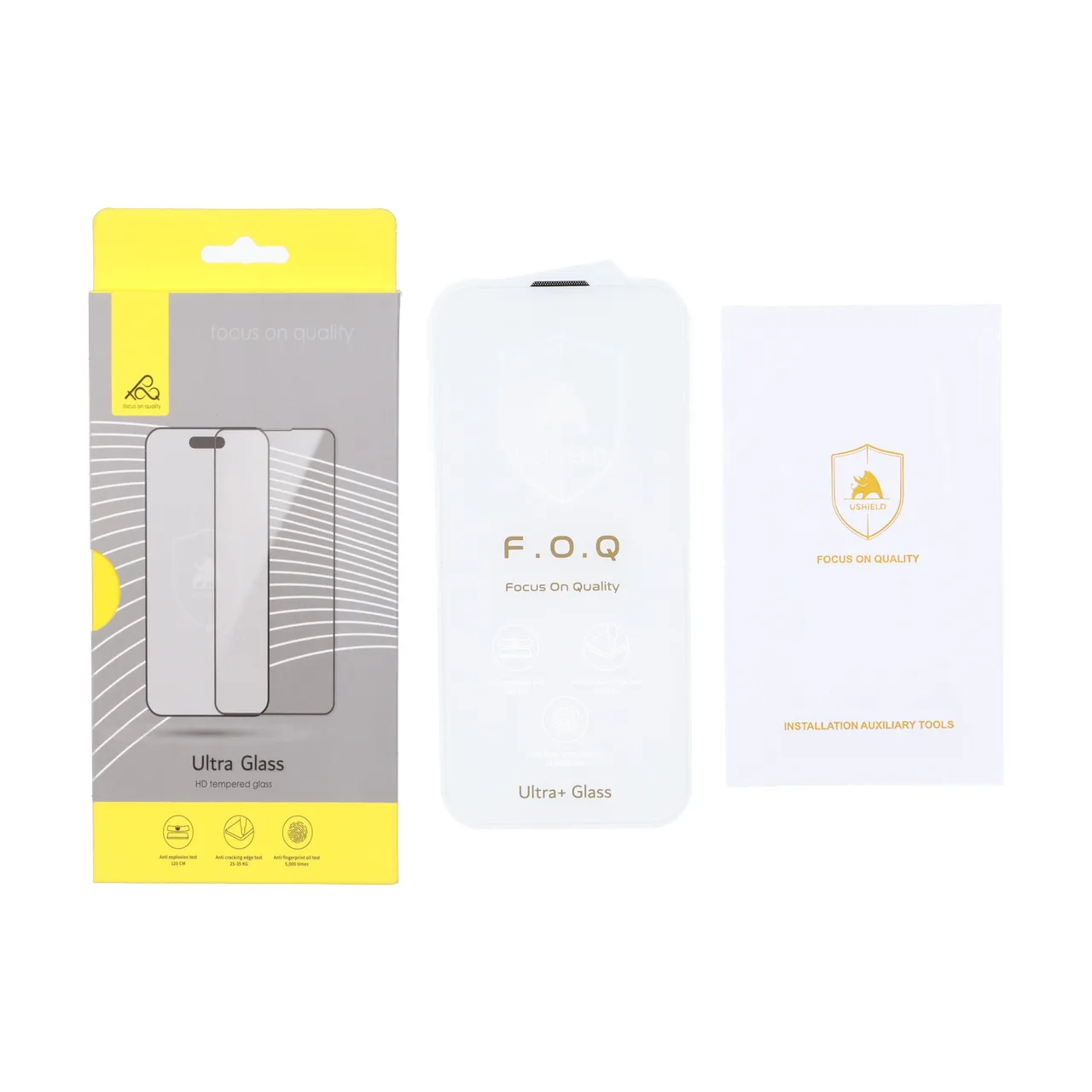 محافظ صفحه نمایش شیشه ای اورجینال بدون حاشیه Ultra Glass Ushield مدل Apple iPhone 16 / iPhone 15 / iPhone 14 Pro (پک دار)