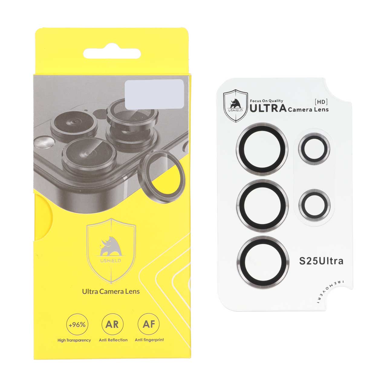 محافظ لنز رینگی اورجینال Ultra Camera Lens شابلون دار Samsung Galaxy S25 Ultra - خاکستری (پک دار)