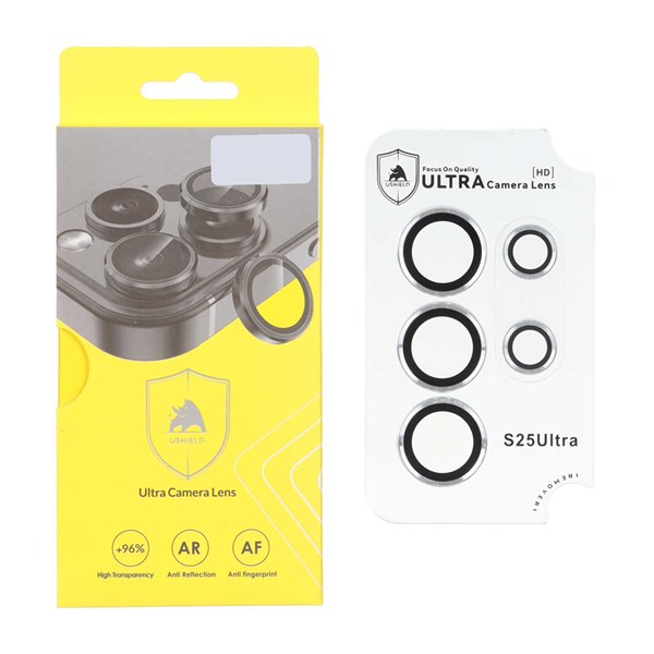 محافظ لنز رینگی اورجینال Ultra Camera Lens شابلون دار Samsung Galaxy S25 Ultra - نقره ای (پک دار)