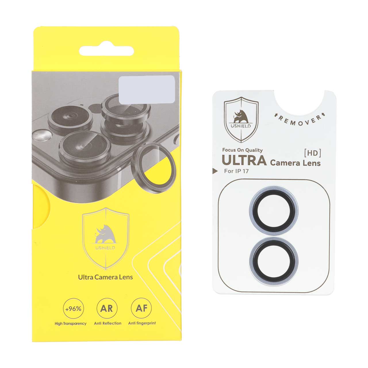 محافظ لنز رینگی اورجینال Ultra Camera Lens شابلون دار Apple iPhone 17 - آبی روشن (پک دار)
