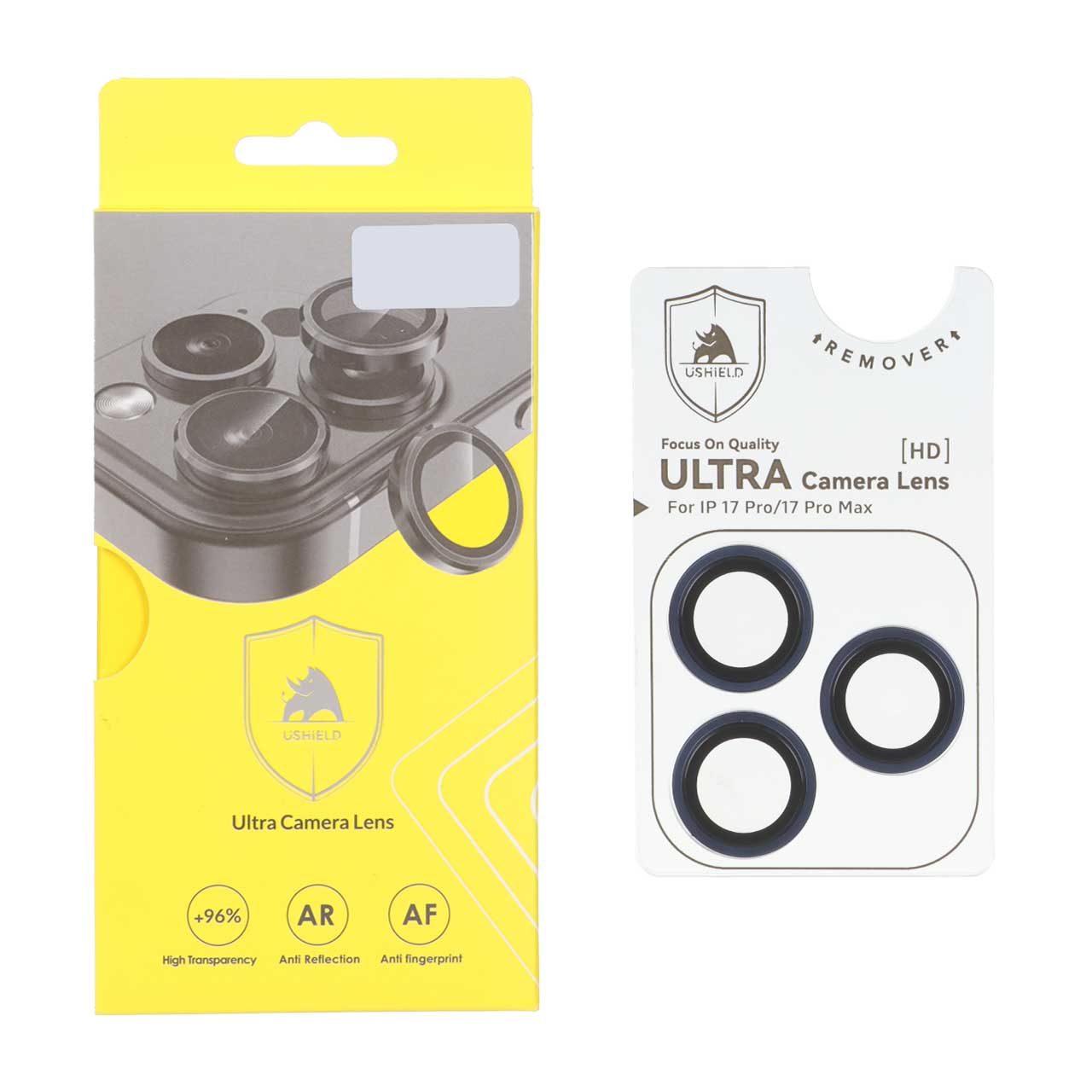 محافظ لنز رینگی اورجینال Ultra Camera Lens شابلون دار Apple iPhone 17 Pro Max / iPhone 17 Pro - سرمه ای (پک دار)