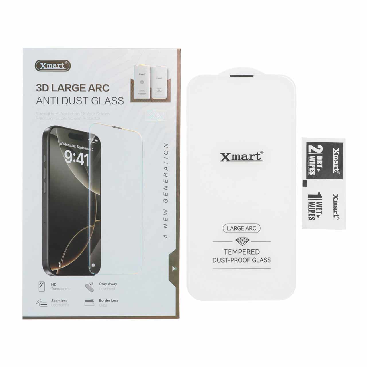 محافظ صفحه نمایش شیشه ای Xmart 3D Large Arc مدل Apple iPhone 17 Pro Max بدون حاشیه (پک دار)