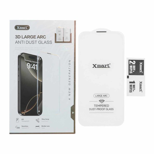 محافظ صفحه نمایش شیشه ای Xmart 3D Large Arc مدل Apple iPhone 17 Pro Max بدون حاشیه (پک دار)
