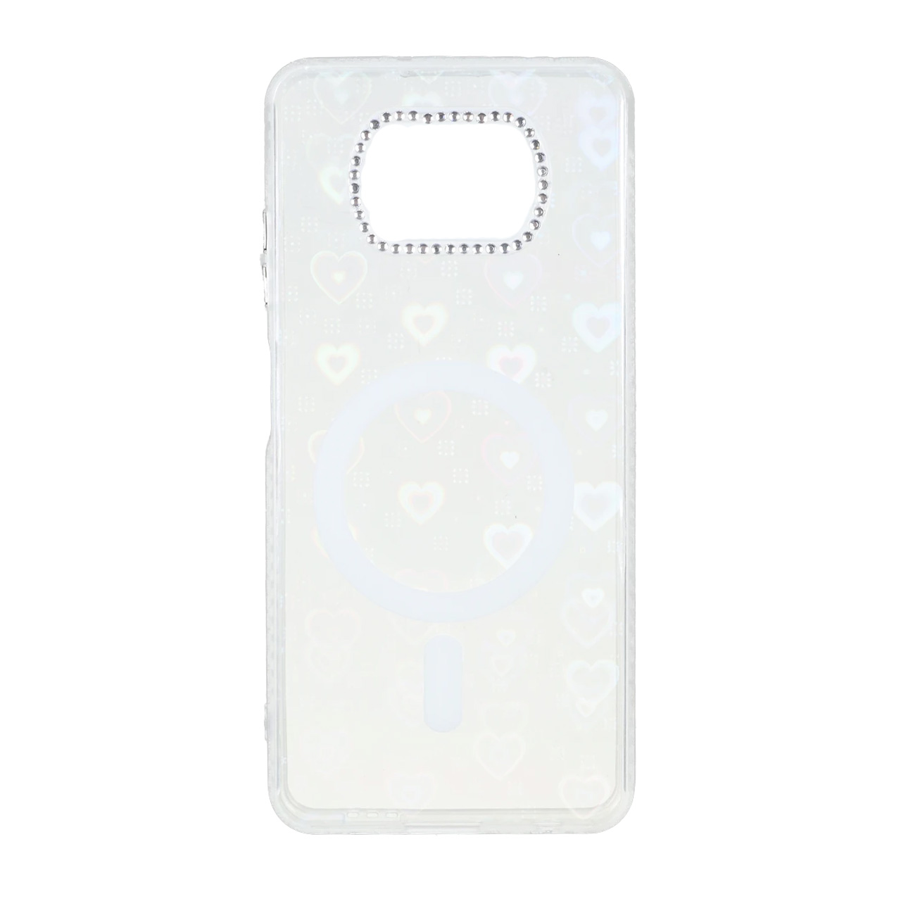 قاب قلبی هولوگرامی طرح مگ سیف نگین دار Xiaomi Poco X3 / Poco X3 Pro / Poco X3 NFC - سفید
