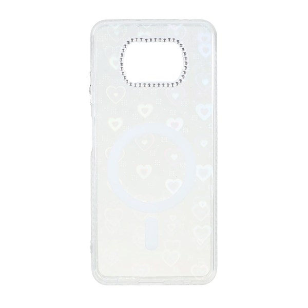 قاب قلبی هولوگرامی طرح مگ سیف نگین دار Xiaomi Poco X3 / Poco X3 Pro / Poco X3 NFC - سفید