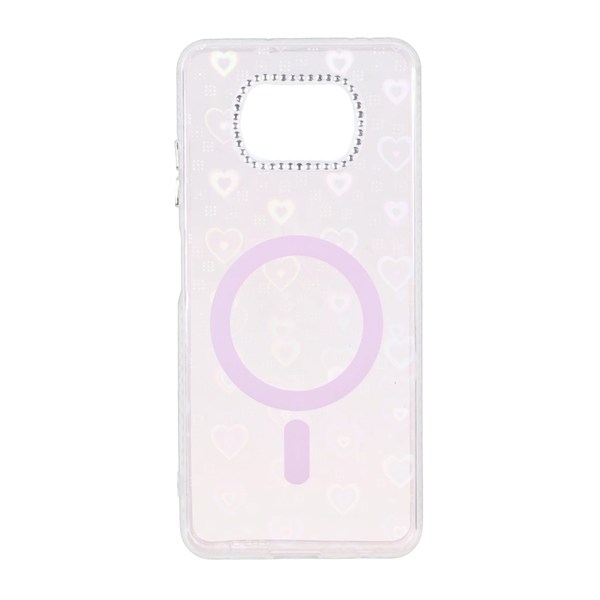 قاب قلبی هولوگرامی طرح مگ سیف نگین دار Xiaomi Poco X3 / Poco X3 Pro / Poco X3 NFC - صورتی