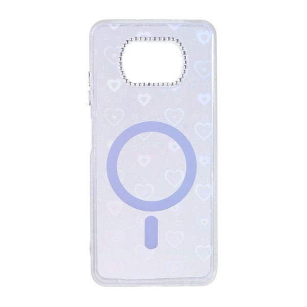 قاب قلبی هولوگرامی طرح مگ سیف نگین دار Xiaomi Poco X3 / Poco X3 Pro / Poco X3 NFC - بنفش
