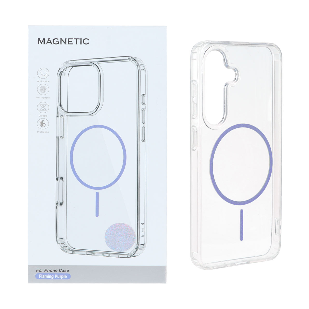 قاب اورجینال Magnetic دور ژله ای MagSafe مدل Samsung Galaxy A57 - بنفش روشن (پک دار)