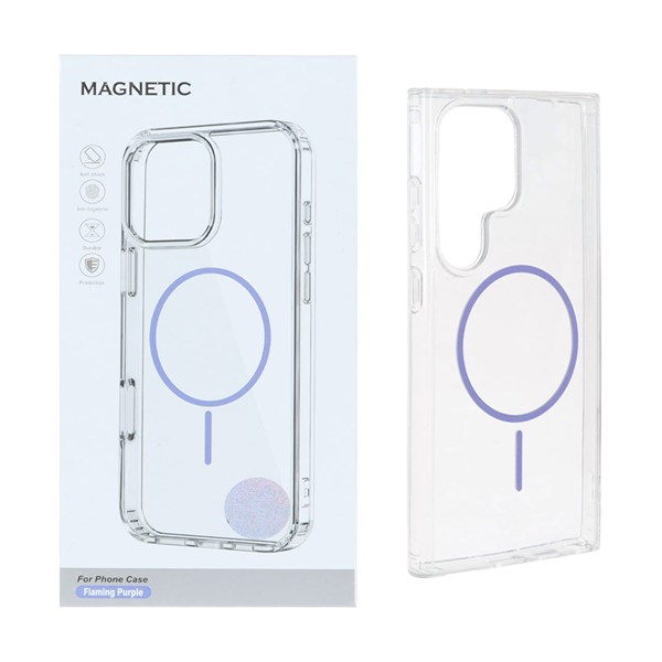 قاب اورجینال Magnetic دور ژله ای MagSafe مدل Samsung Galaxy S22 Ultra - بنفش روشن (پک دار)