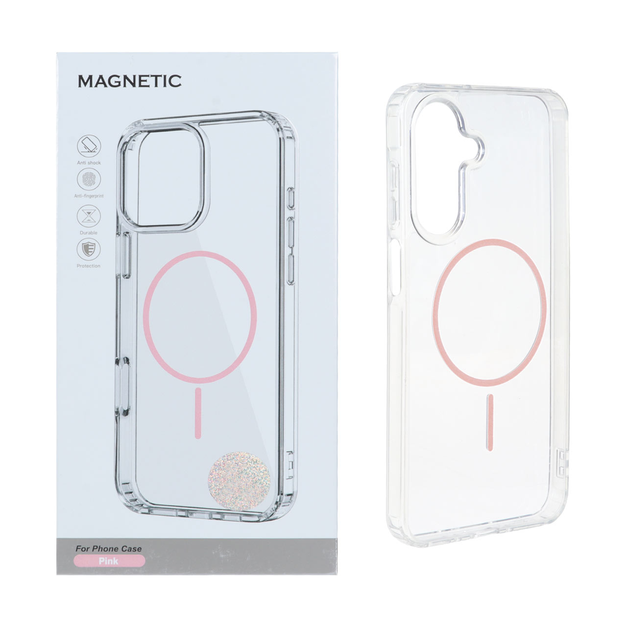 قاب اورجینال Magnetic دور ژله ای MagSafe مدل Samsung Galaxy A15 - صورتی (پک دار)